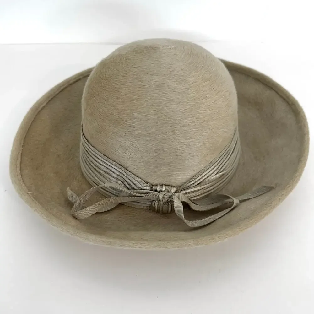 Vintage Trevi by Winner Hat Handmade Tan with Grosgrain Ribbon